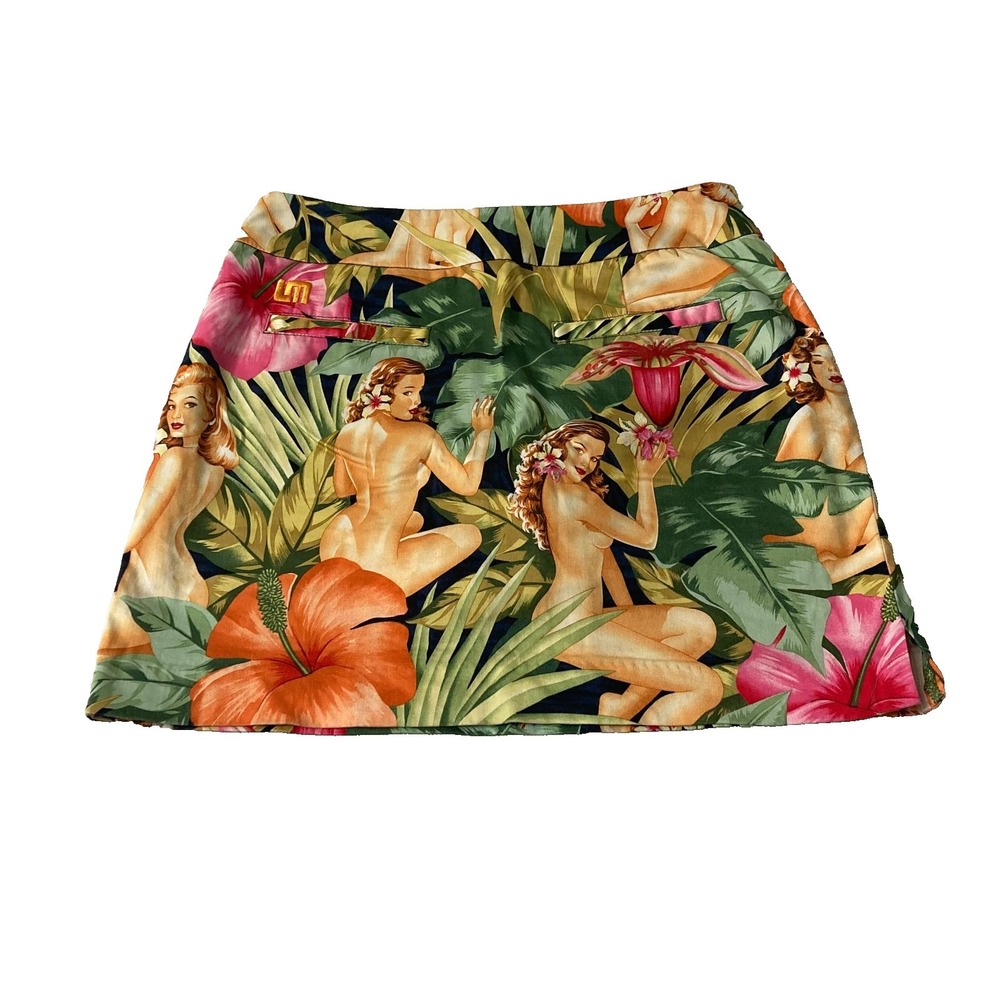 Loud Mouth Golf Ladies Skort Activewear Vibrant Hula Girl Pin-Up Pattern US 4 - Picture 2 of 10